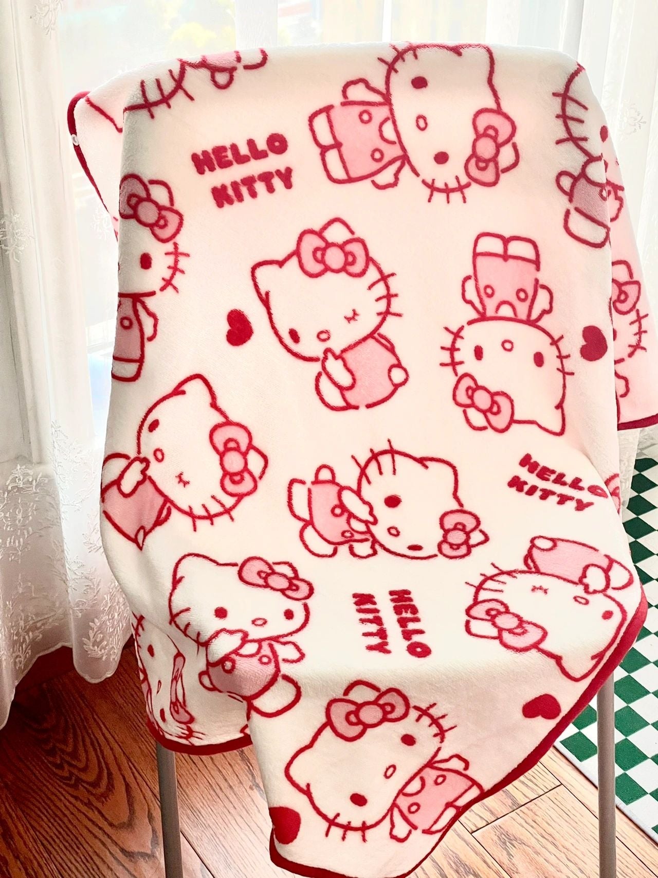 Hellokitty Wearable Blanket for Adults Fuzzy Warm Cozy Plush Furry Throw Cloak Wrap -Gifts for Women Adults and Kids