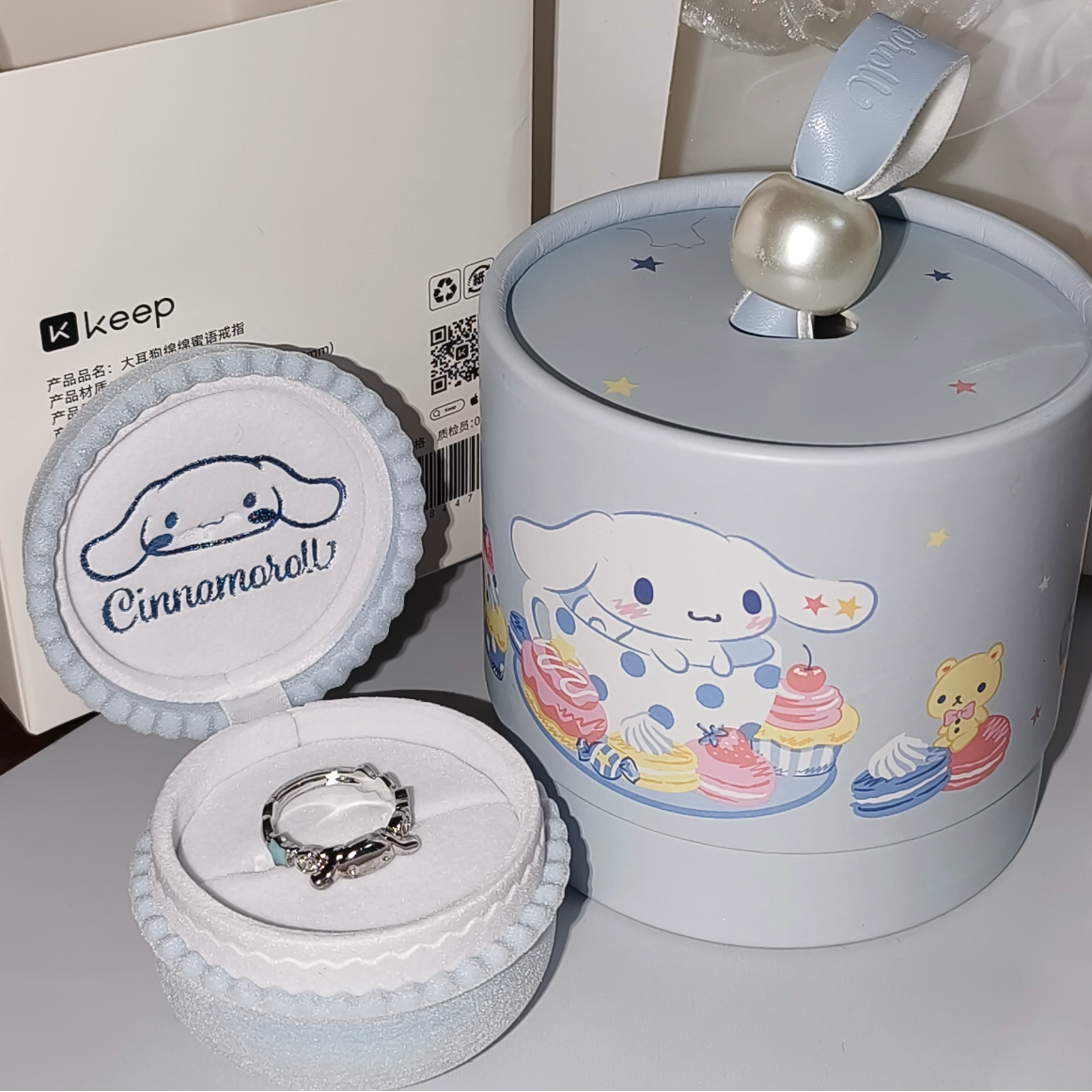 cinnamoroll Ring, Macaroon gift box，Official Sanrio ring