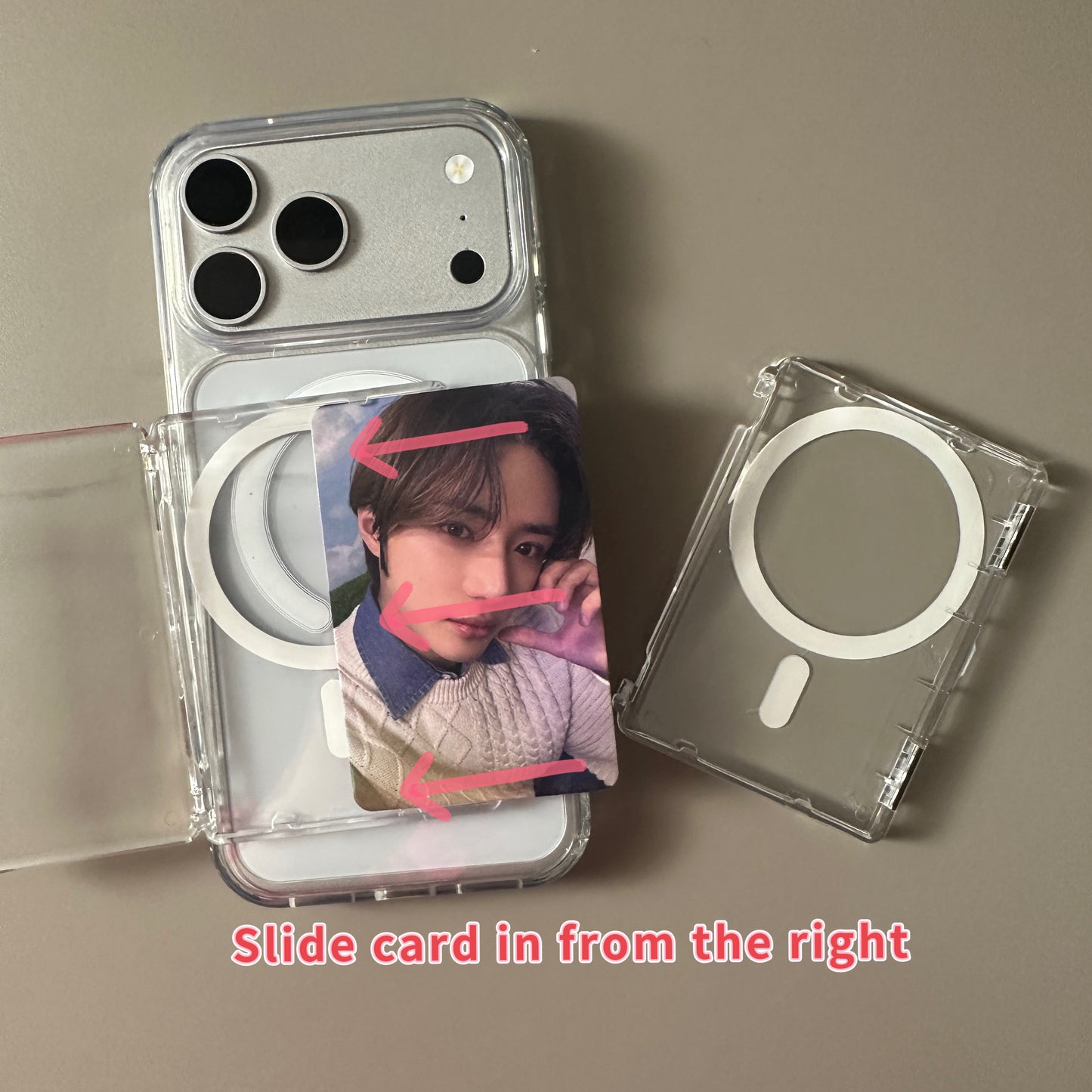 Transparent Magnetic Flip Card Holder Fits Credit Card, ID,  K-pop Photocard,Pokémon Clear phonecase  with photocard holder transparent