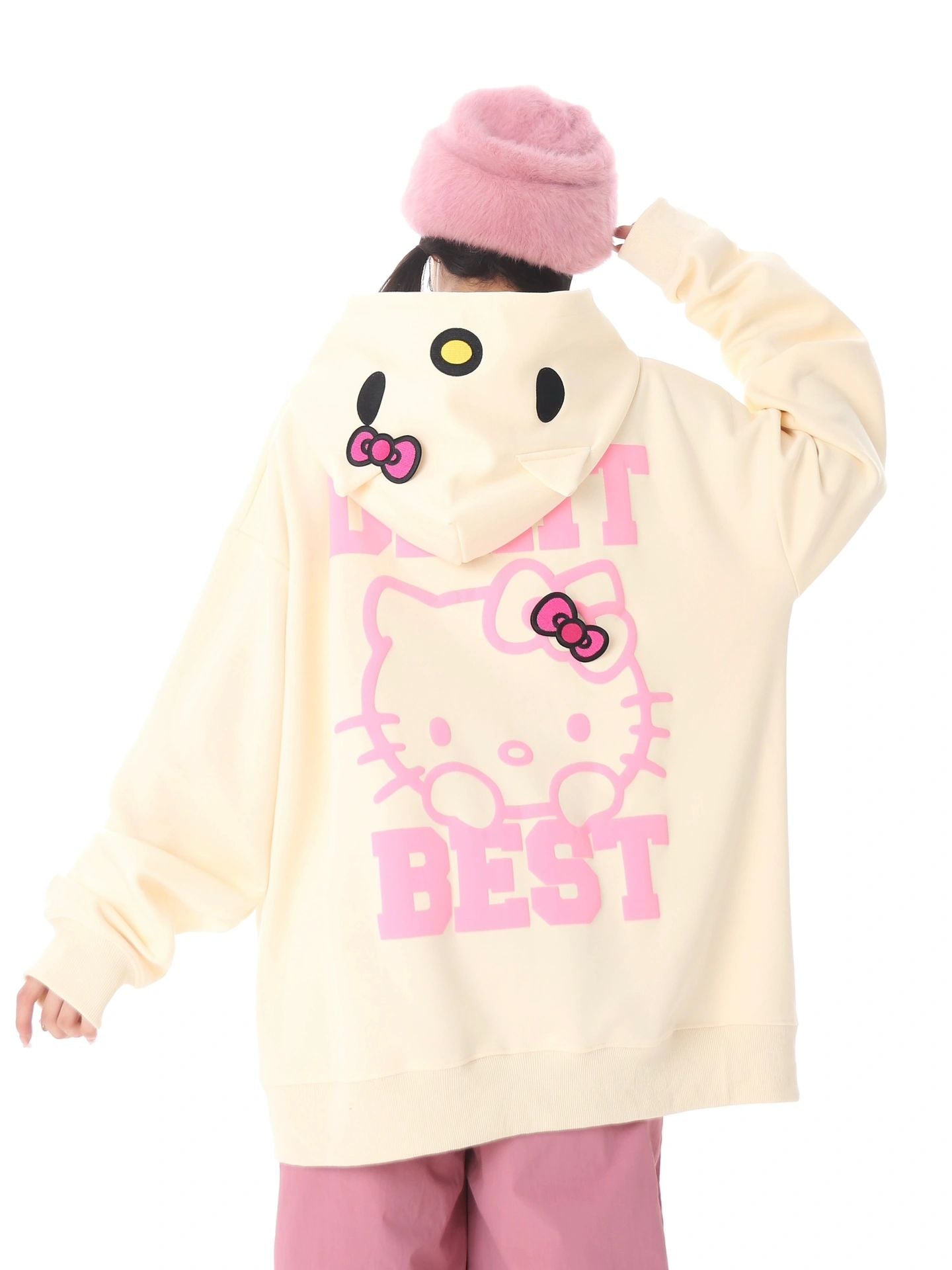 KT Women's Cute Hoodies Teen Girl Fall Jacket Oversized Sweatshirts Casual Drawstring Zip Up Y2K Hoodie with Pocket