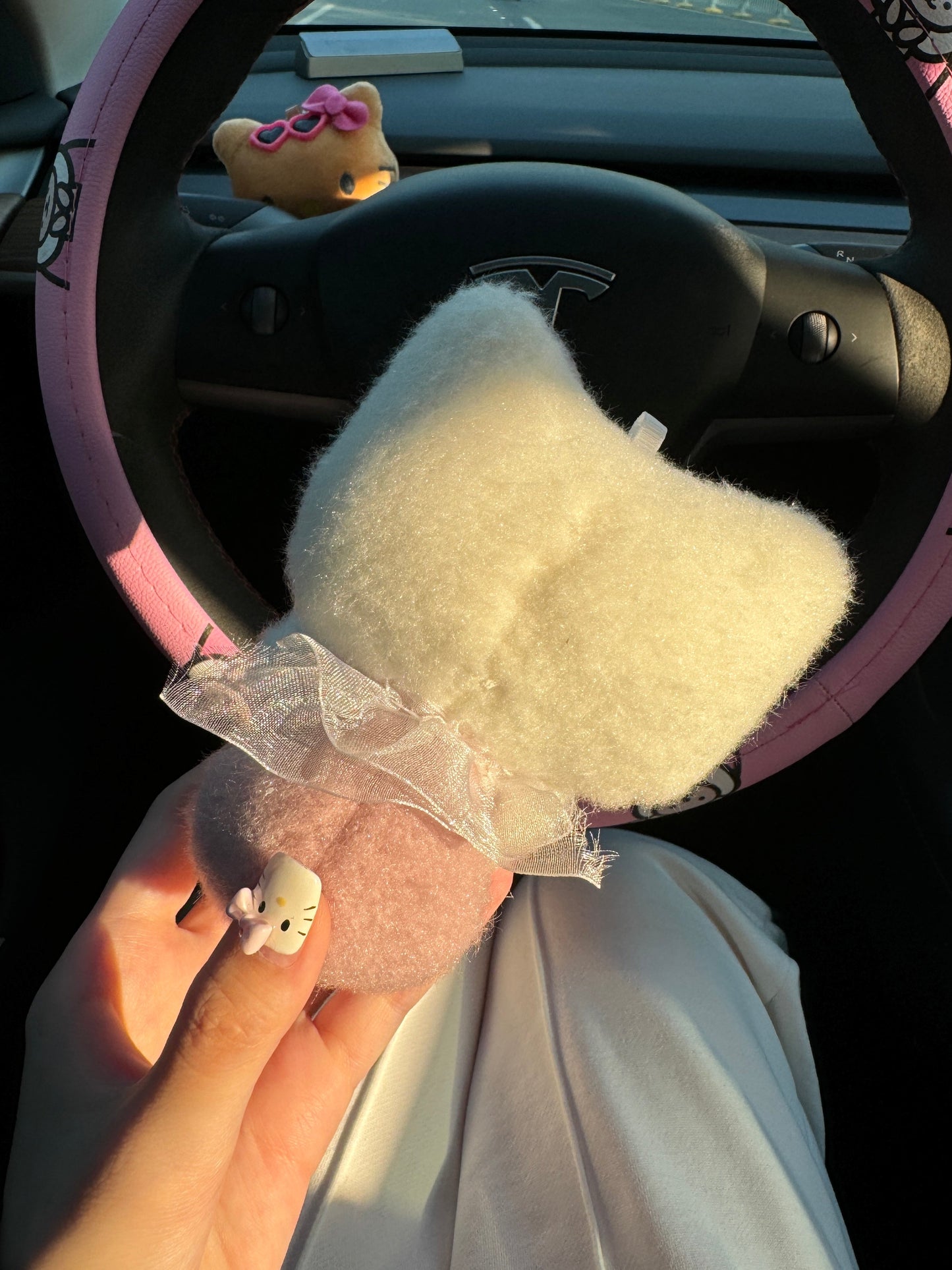 Hellokitty Barbie Girl Pink Plush Toy for Windshield Wiper Gear Lever Wiper Shift Grip Ornament Car Accessories