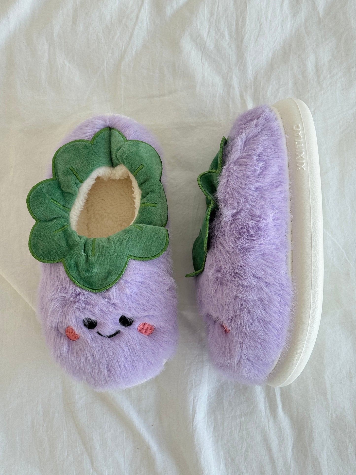 Croissant/ Peanuts/ Fried egg/ Purple Eggplant/ Teapot Slippers Soft Comfy Memory Foam Non-slip Indoor House Shoes