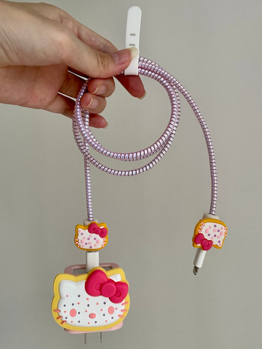 Sanrio Charger Protector Case - Compatible for Apple 20W USB-C Power Adapter and Lightning Cable