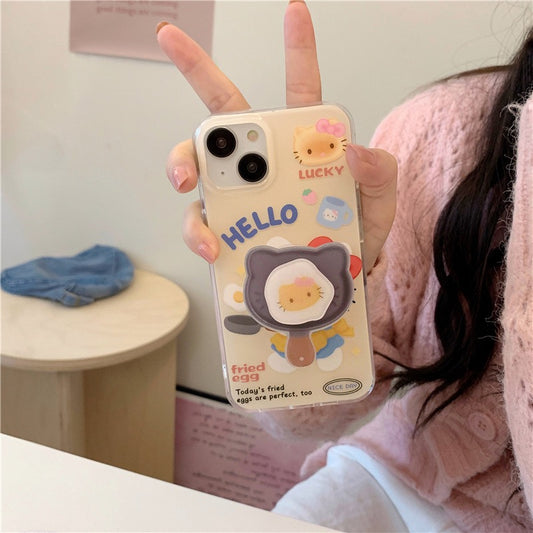 hellokitty fired eggs iphone case with popsocket - kikigoods