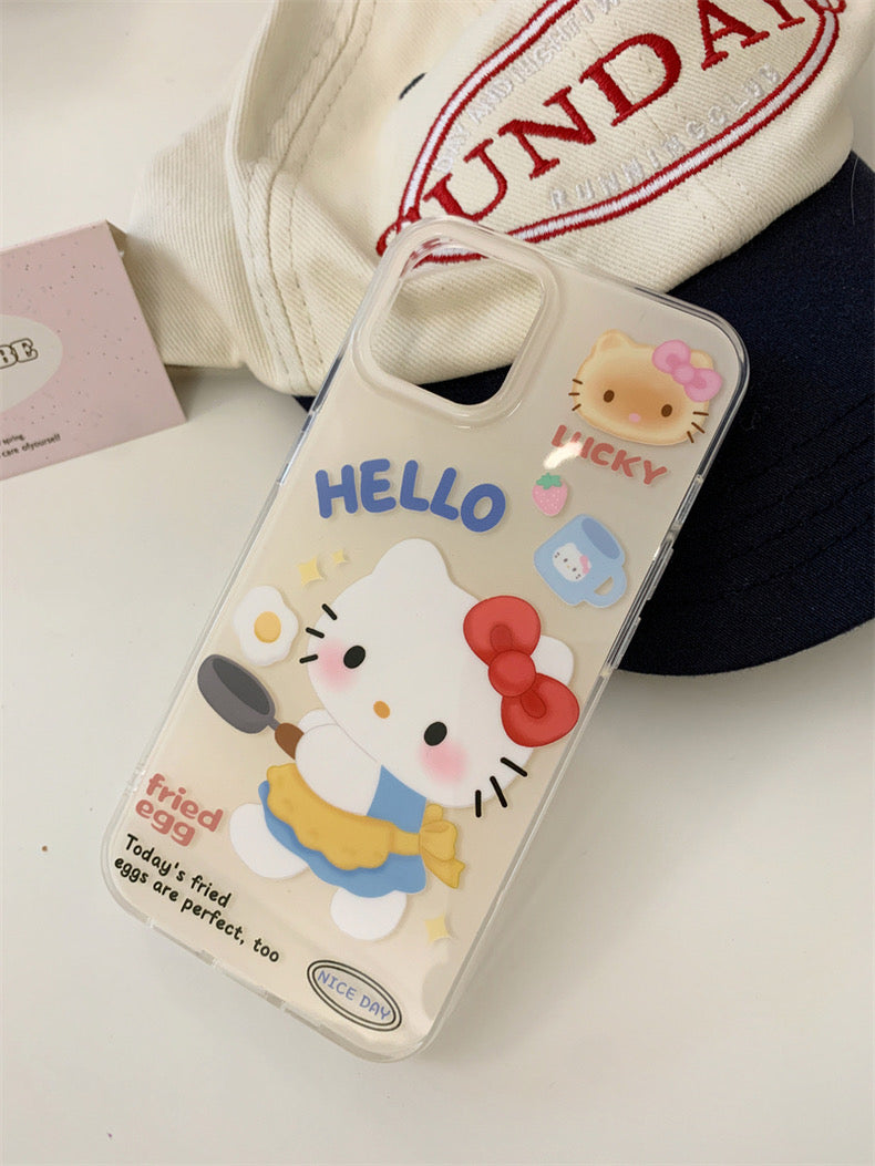 hellokitty fired eggs iphone case with popsocket - kikigoods