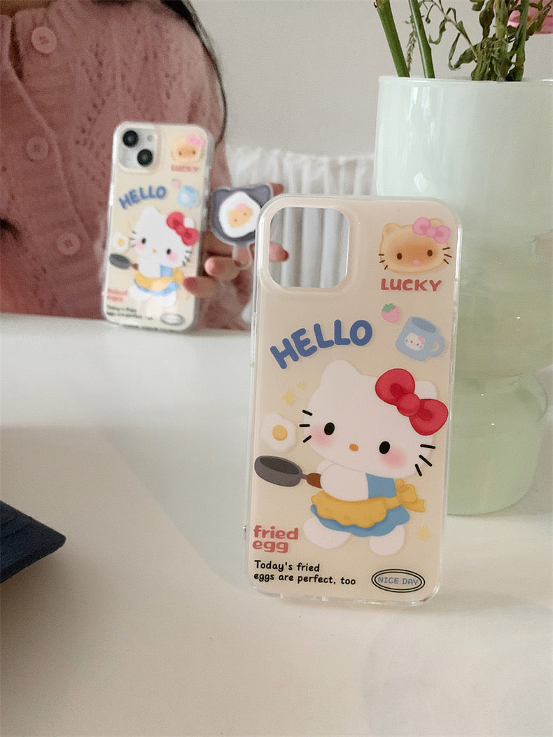 hellokitty fired eggs iphone case with popsocket - kikigoods