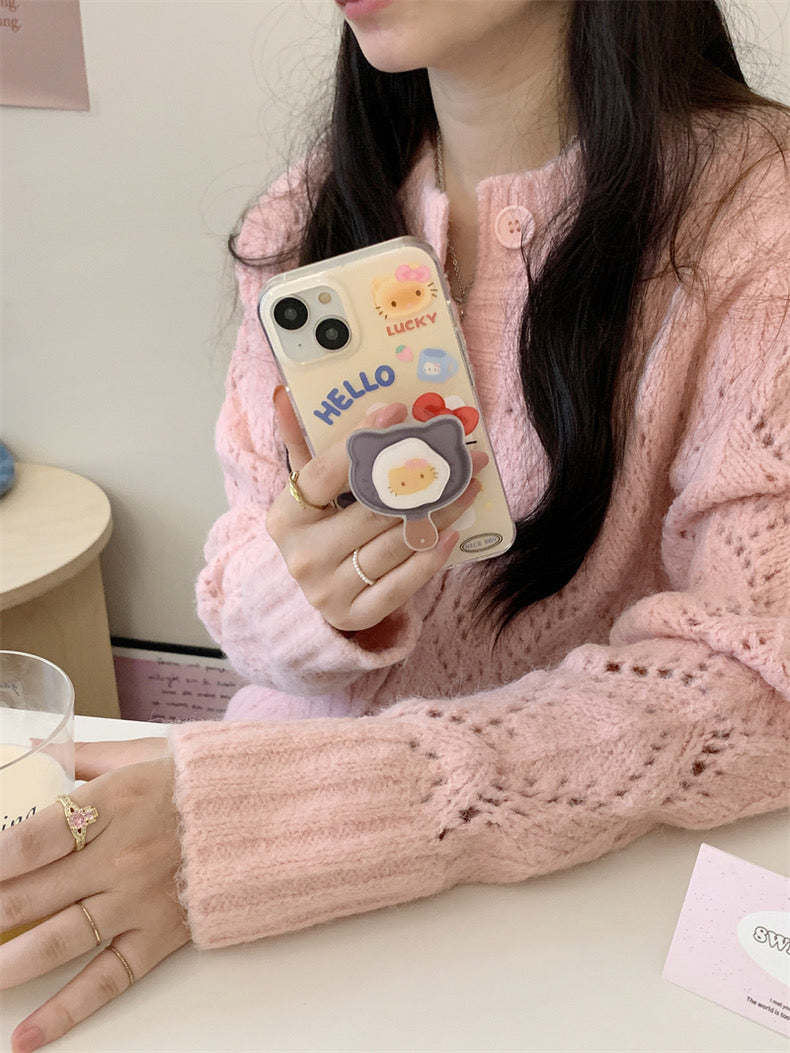 hellokitty fired eggs iphone case with popsocket - kikigoods