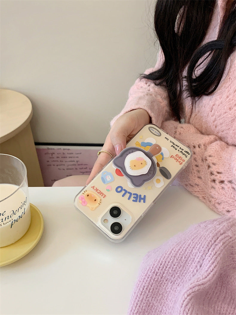 hellokitty fired eggs iphone case with popsocket - kikigoods