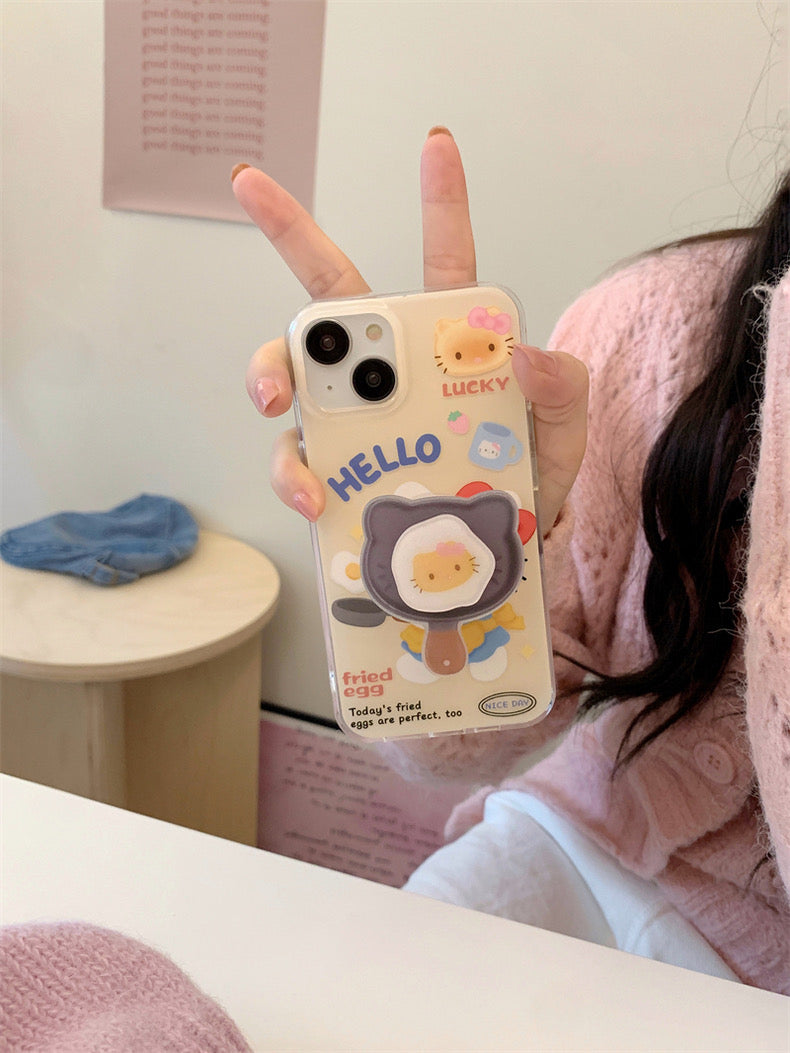 hellokitty fired eggs iphone case with popsocket - kikigoods