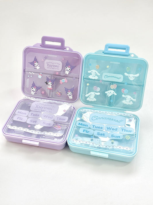 Sanrio Cute Pill Organizer-Pill Boxes for Travel Pill case Vitamins Fish Oil Supplements Medication Organizer Dispenser for Fish Oils Vitamin Holder Supplement