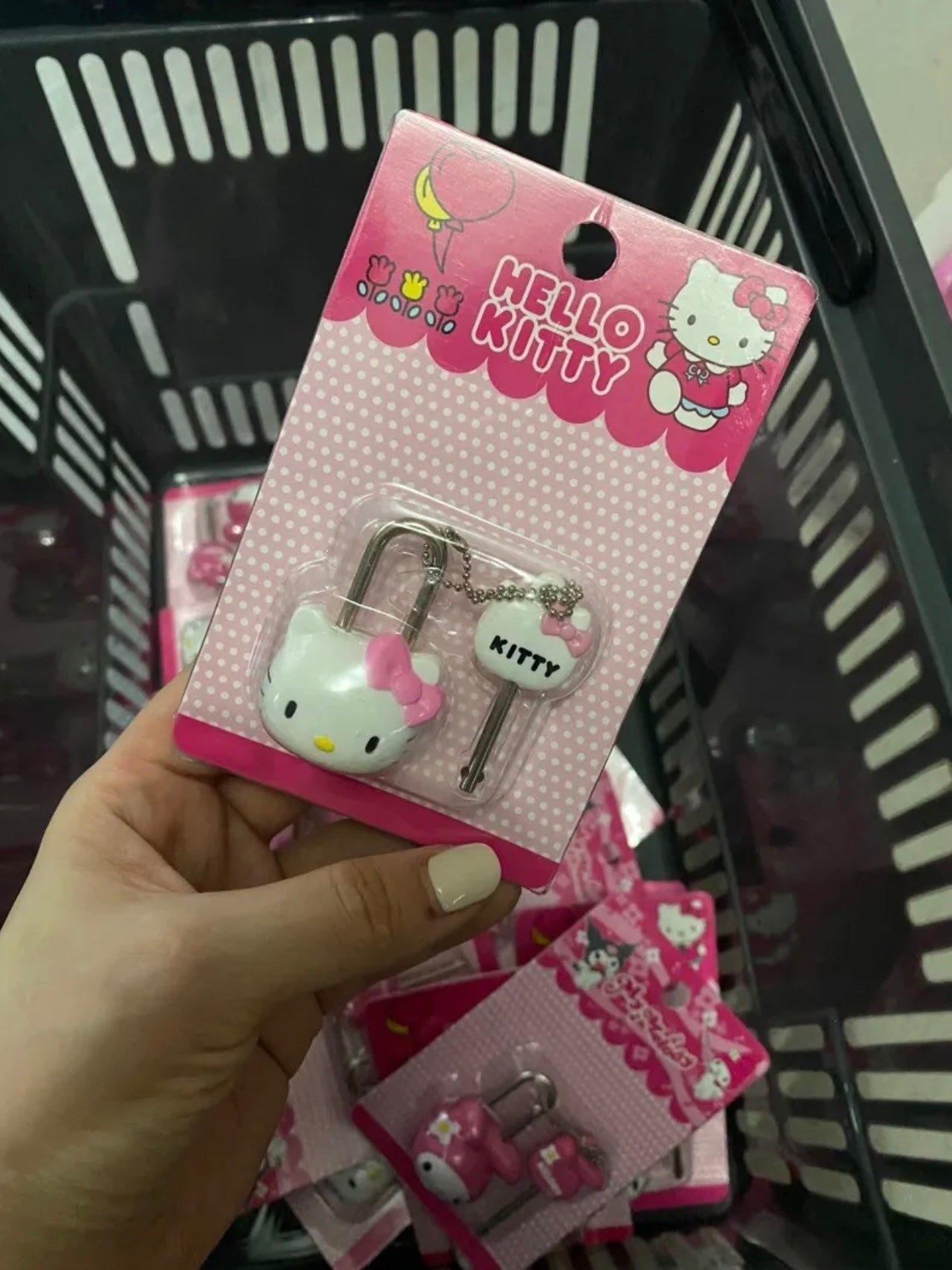 2PCS Sanrio Mini Padlock Lock with Key（hellokitty+mymelody)