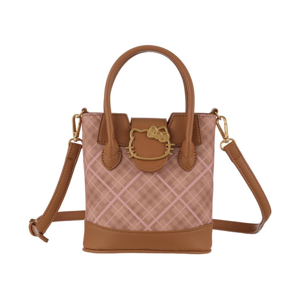 Hellokitty Embroidered Plaid Tote Bag Handbag