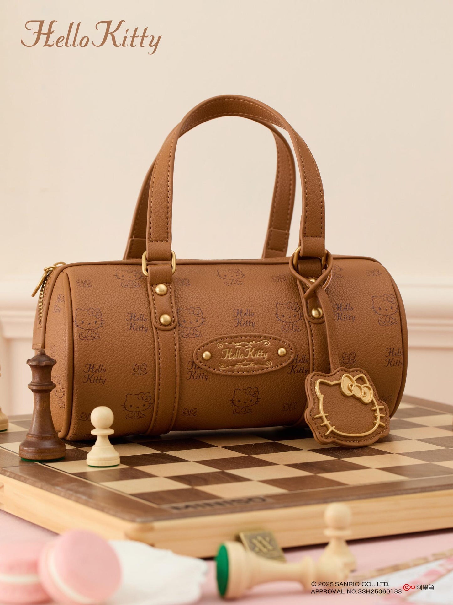 Hellokitty Embroidered Plaid Tote Bag Handbag