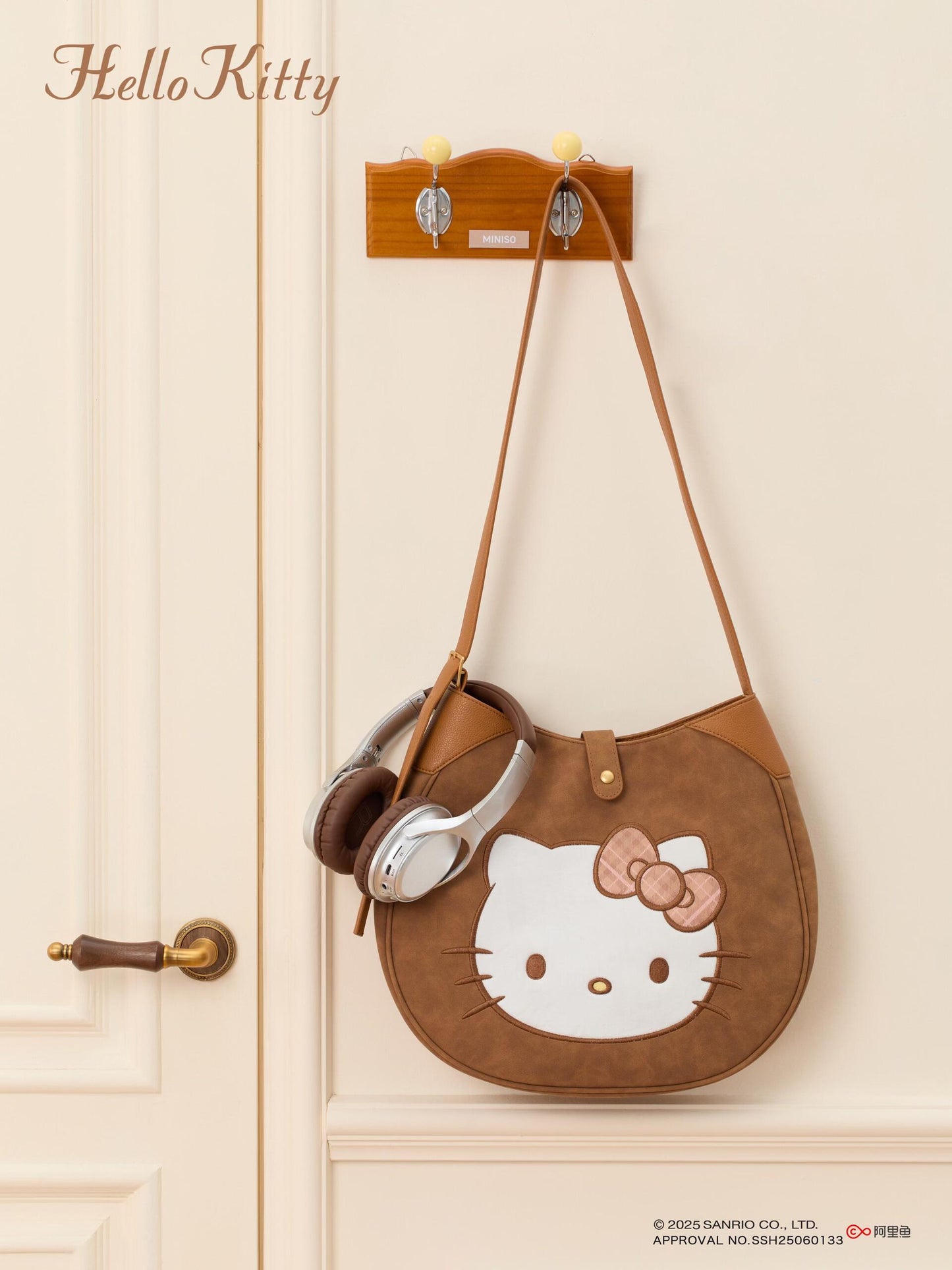 Hellokitty Embroidered Plaid Tote Bag Handbag