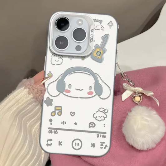 Wear headphones to listen to music Sanrio iPhone case