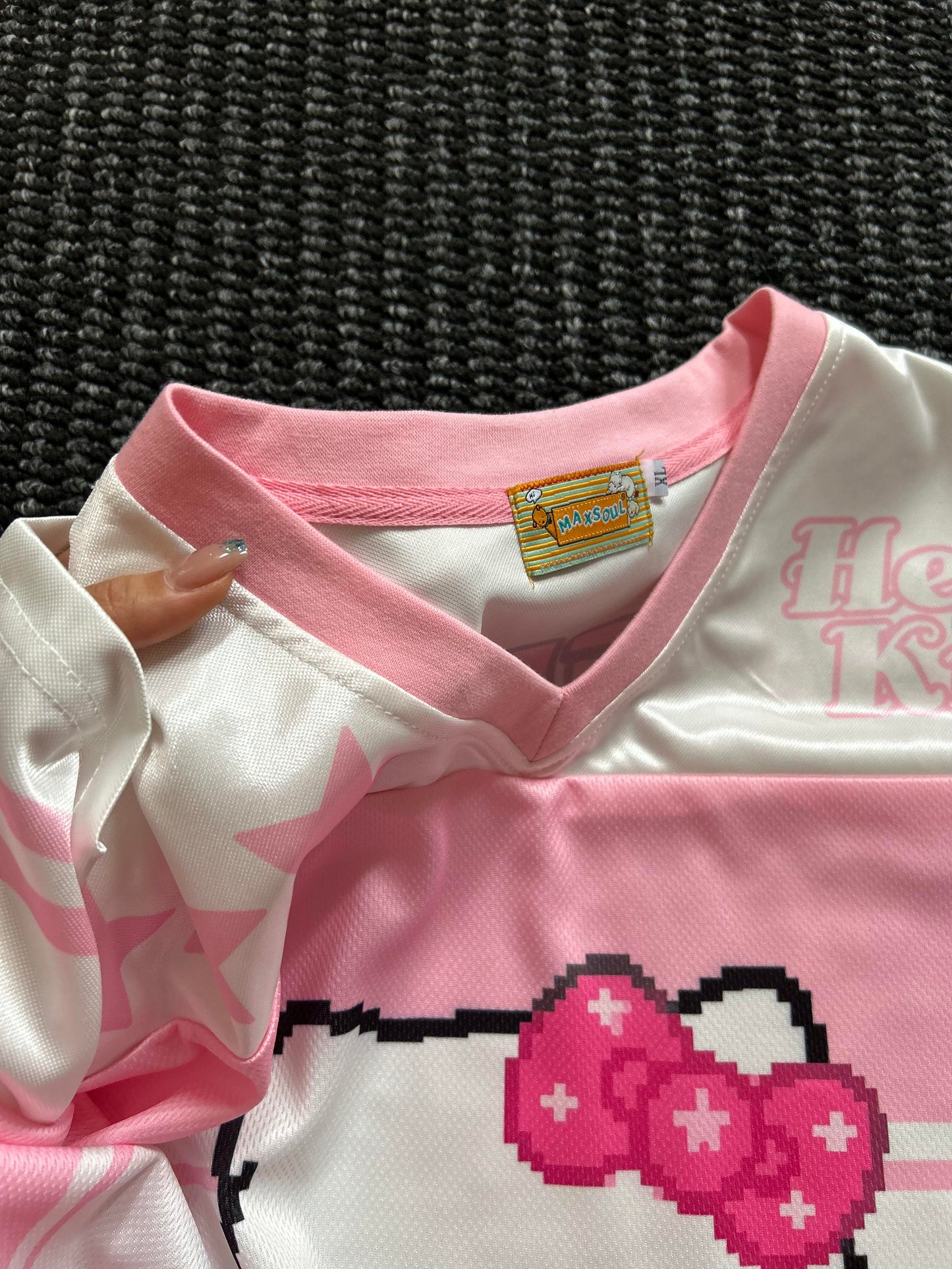 Hellokitty Pink Cute Baseball Jersey Shirts Sports Uniform Summer Loose Short Sleeve Tops T-Shirts
