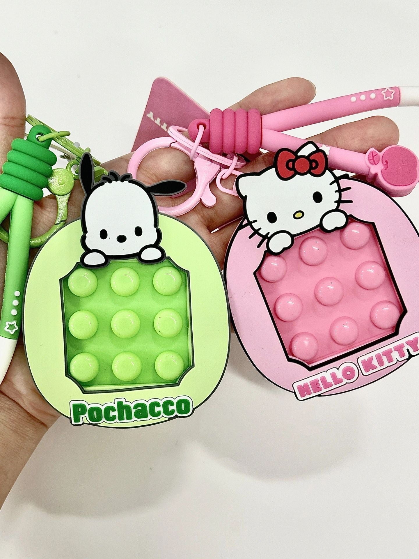 Sanrio Pop Fidget Sensory Toys keychains, Autism Special Needs Stress Relief Silicone Pressure Relieving Toys Squeeze Toys for Kids Children Adults