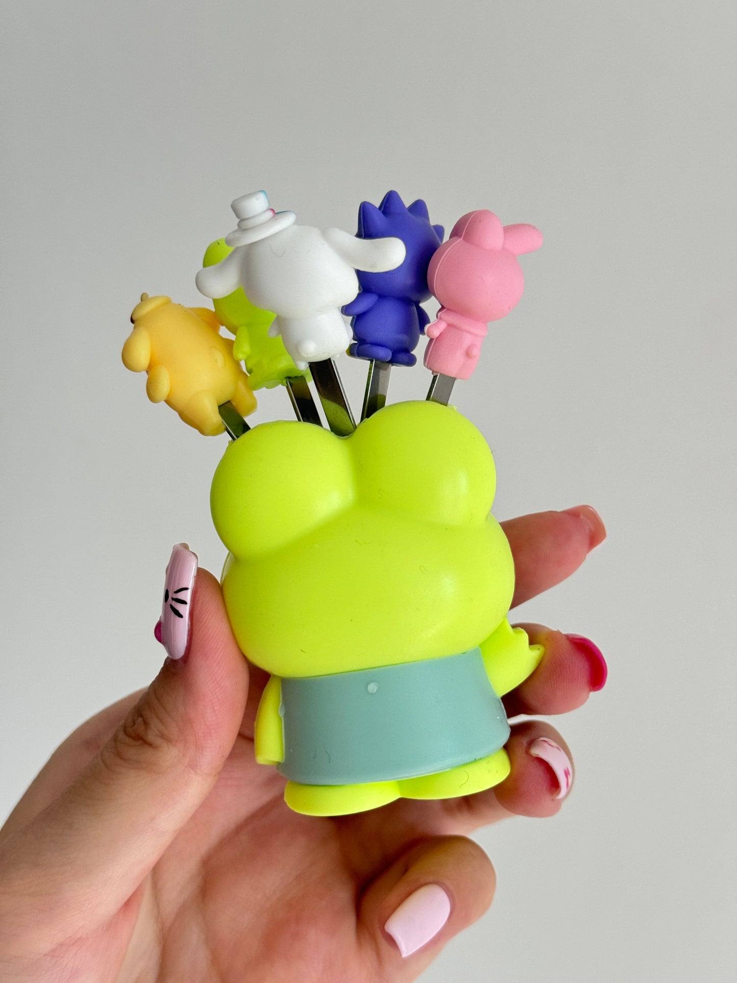 Keroppi Sanrio Set of 5 Stainless Steel Fruit forks Cute Food Fruit Picks Forks Dessert Forks for Bento Lunch Box, Party Choose
