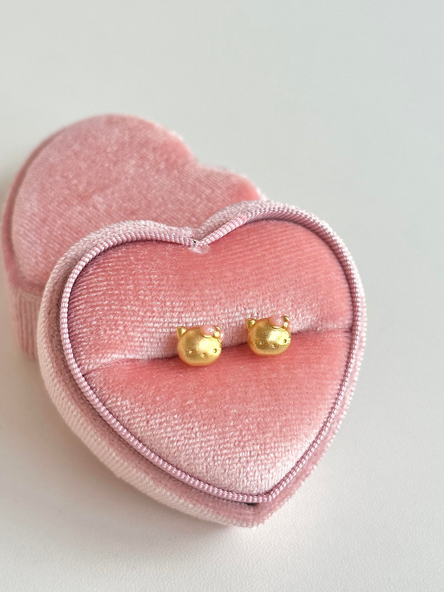 Hello Kitty Pink Bow Gold Color Earrings 2pcs