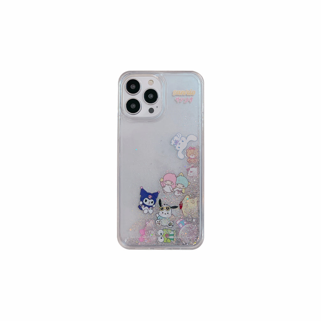 Cartoon Sanrio Decompression Mobile Building Block Case quicksand case Suitable for iPhone 15/6P/7P/8P/XR/XSmax/11/12/13 Pro/Apple 14 Promax Scratching and Falling Sand Protection Case - kikigoods