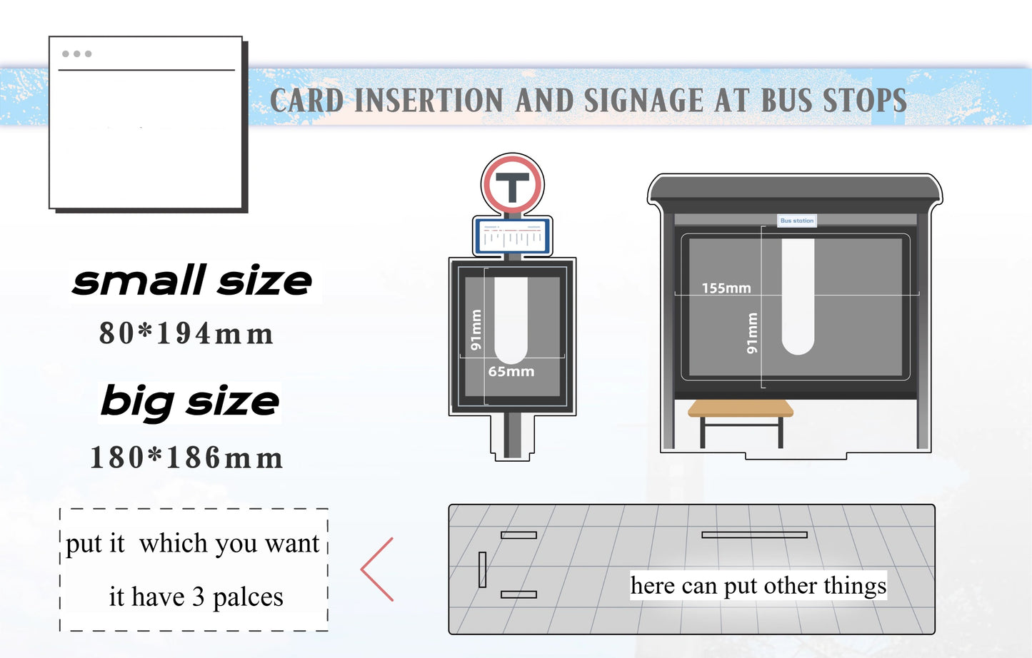 Station acrylic stand Bus Stop 5 inches & 6 inches postcard  ornaments