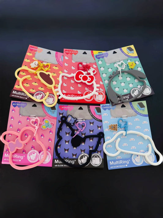 Sanrio Multi-ring Slicone Bracelet Phone Charm Phone Lanyard with Tether Tab Phone Chain Strap Hands-Free Wrist Strap