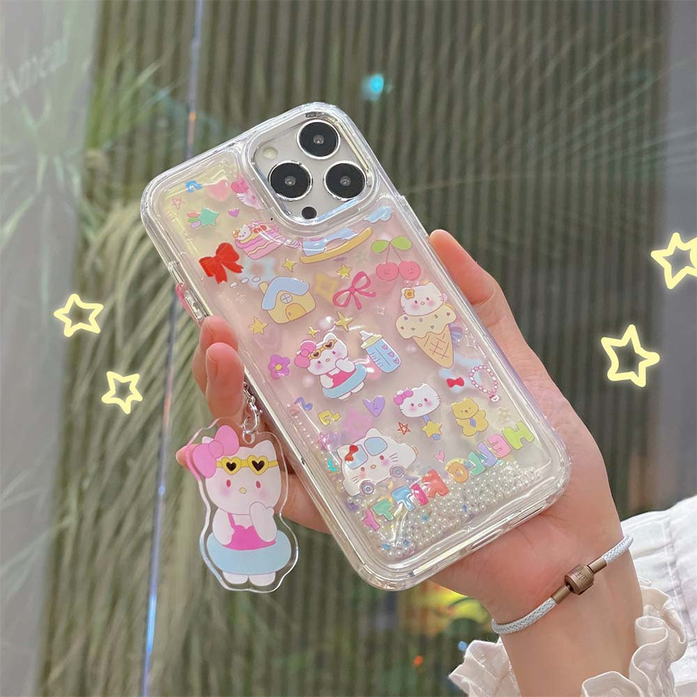 Sanrio pattern Luxury plating lens frame quicksand soft case - kikigoods