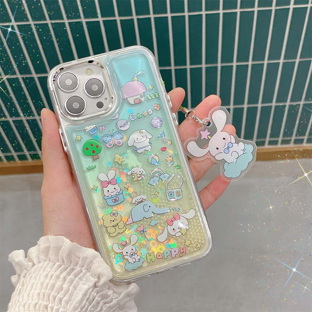 Sanrio pattern Luxury plating lens frame quicksand soft case - kikigoods