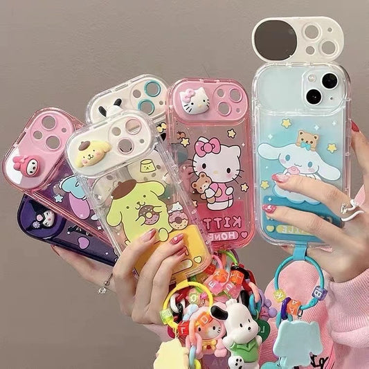 3D Sanrio Cartoon pendant mirror iphone case Sanrio phone case ( iPhone 15 series updated) - kikigoods