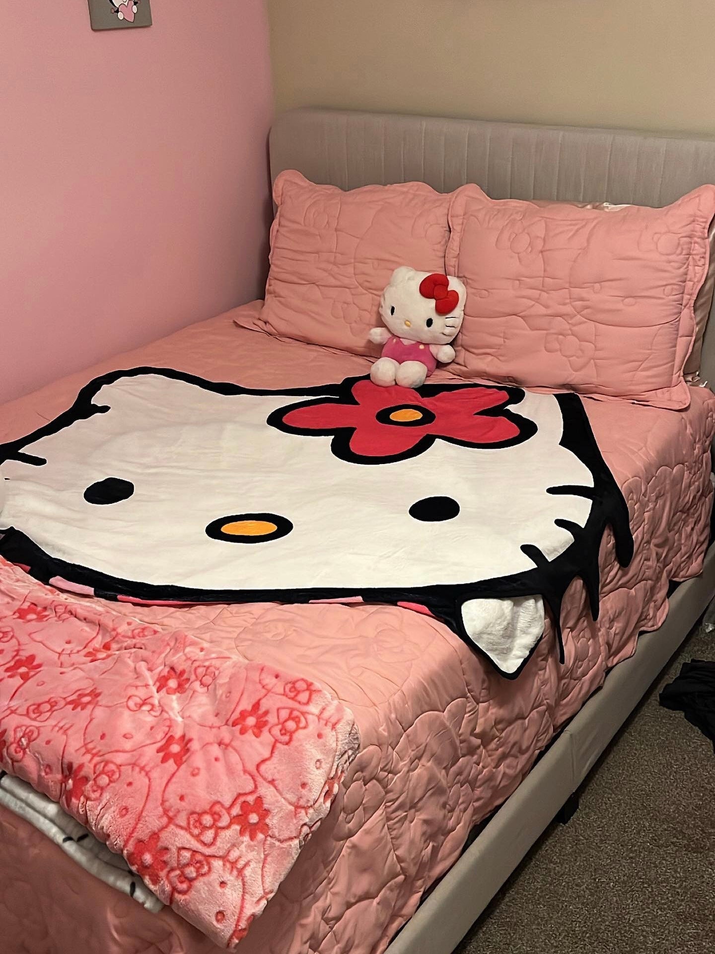 Hellokitty Shape Blanket Flannel Throw Blanket Cute Blanket Lightweight Super Soft Cozy for Bed Kids Adult Gift - kikigoods