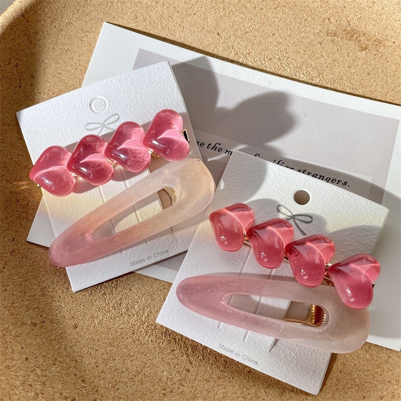 Handmade Heart Shaped Jelly Hair Clip Set - kikigoods