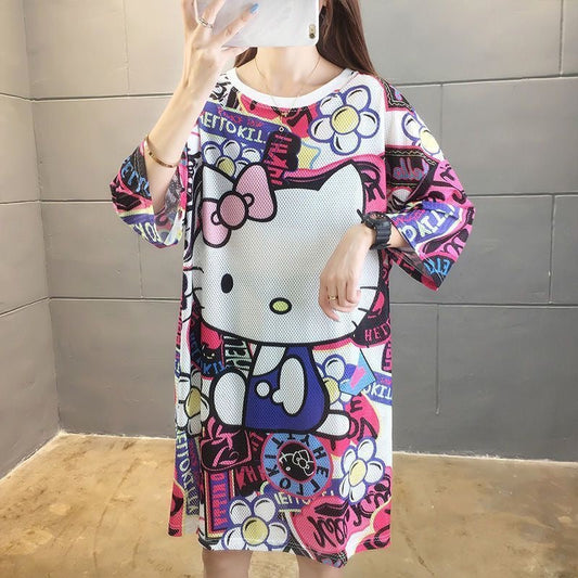 Sanrio Mesh Ice Silk Comfort Casual Dress - kikigoods