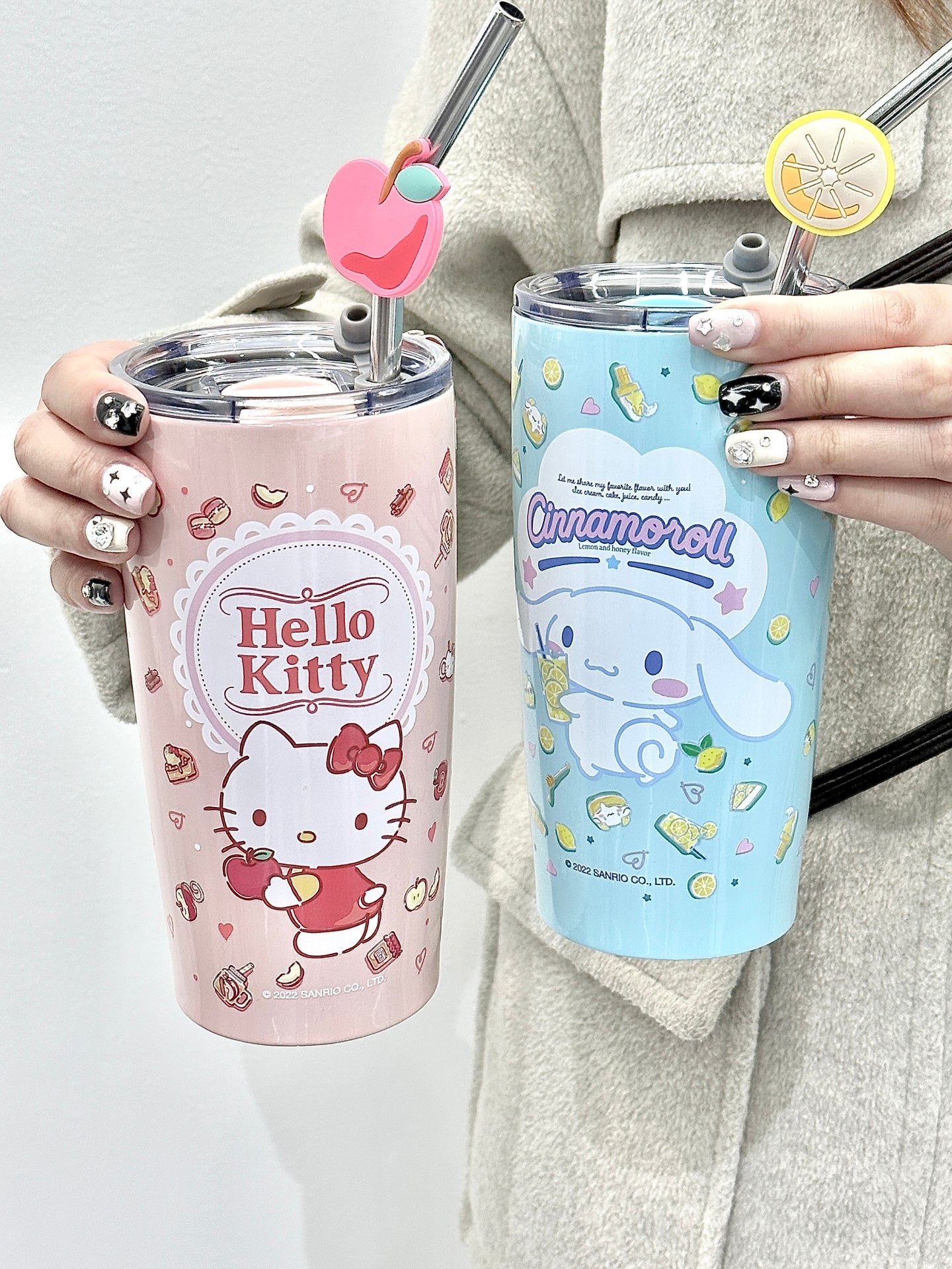 Sanrio 20oz Cup Insulated Travel Mug Bulk, Stainless Steel Tumblers with Lid and Straw, Durable Powder Coated Coffee Cups for Cold & Hot Drinks - kikigoods
