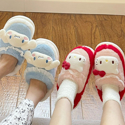 Sanrio Fuzzy Slippers Women Kawaii Slippers for Women House Slippers Cute Slippers - kikigoods