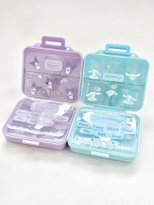 Sanrio Cute Pill Organizer-Pill Boxes for Travel Pill case Vitamins Fish Oil Supplements Medication Organizer Dispenser for Fish Oils Vitamin Holder Supplement - kikigoods