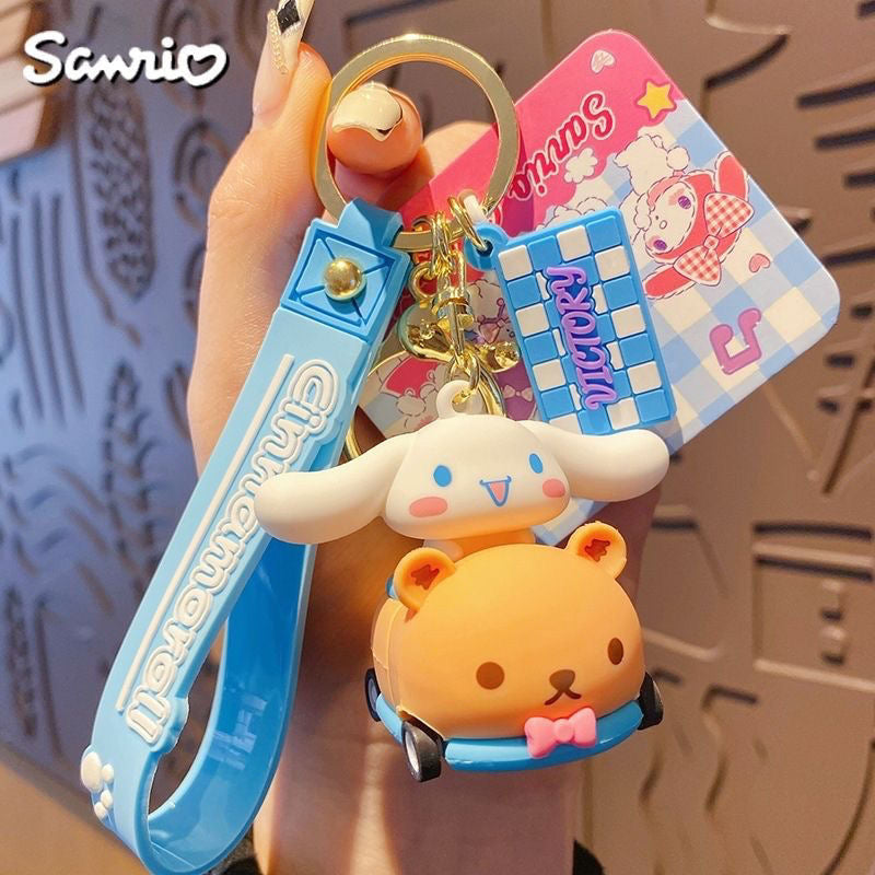 Sanrio on Race Car with Rolling Wheel Keychain - kikigoods