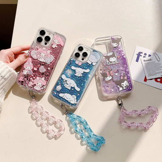 Sanrio Quick Sand Phone Cases with Phone Charm - kikigoods