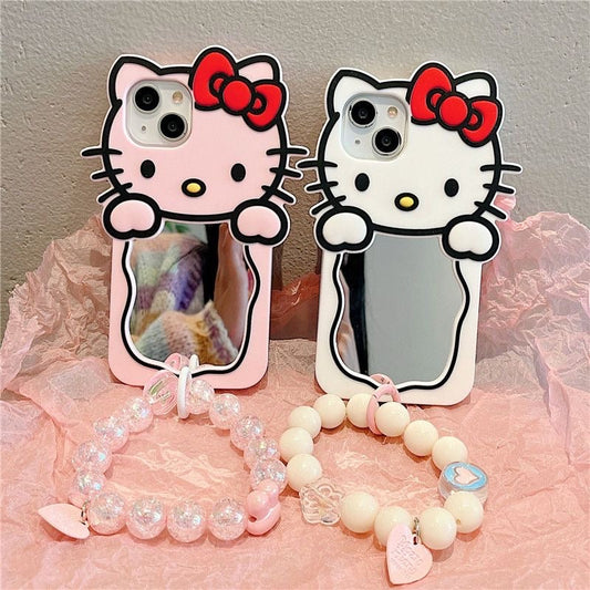 HelloKitty Phone Case with Mirror & Beads Charm - kikigoods