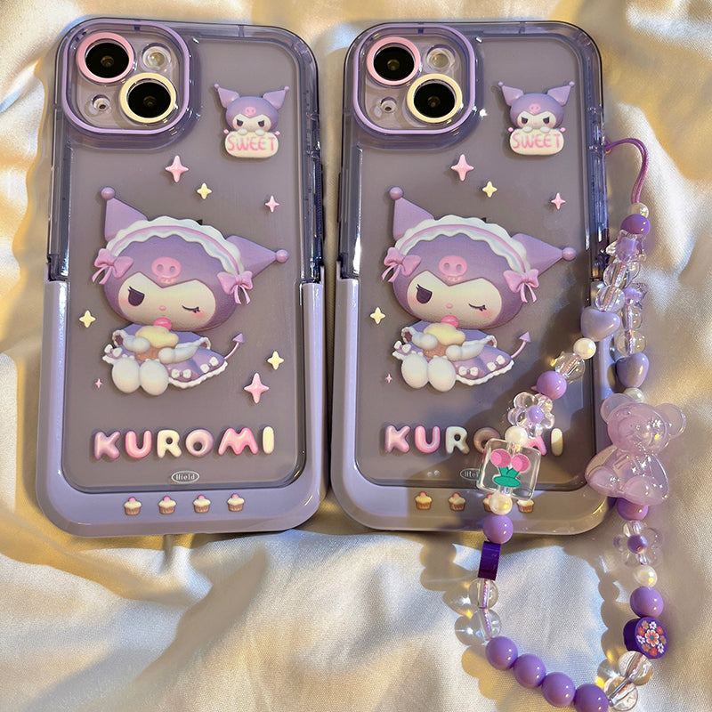 Purple kuromi phone case with phone chain - kikigoods