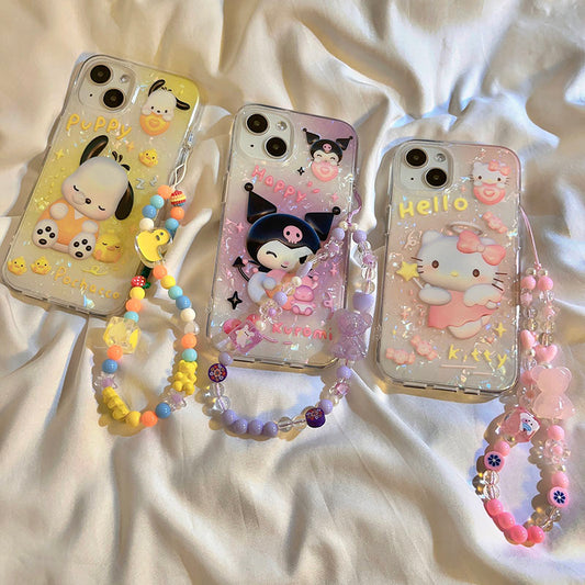 Colorful shell pattern sanrio phonecase with phone chain - kikigoods